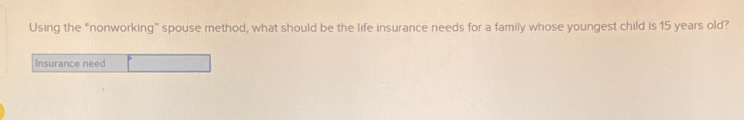  Using the "nonworking" spouse method, what should be the life insurance