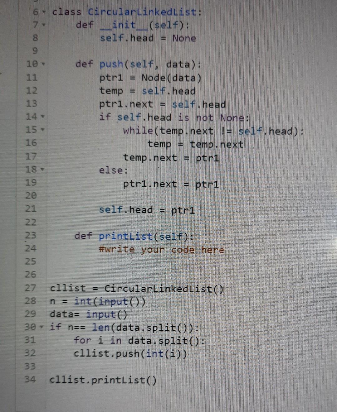 one by one separated by spaces. The defintion of the linked list
