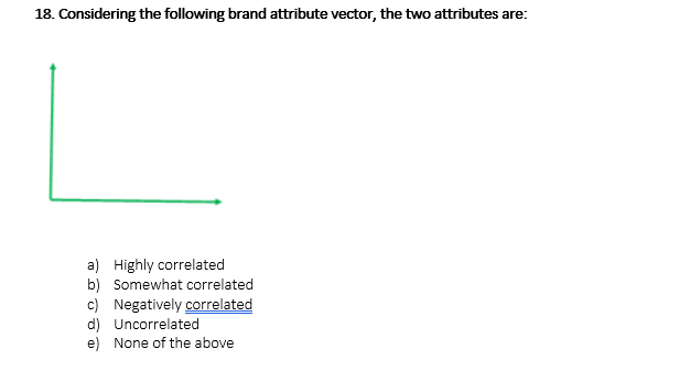  Considering the following brand attribute vector, the two attributes are: a)