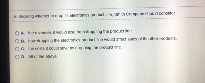 O c. only variable costs. O D . revenues that differ between