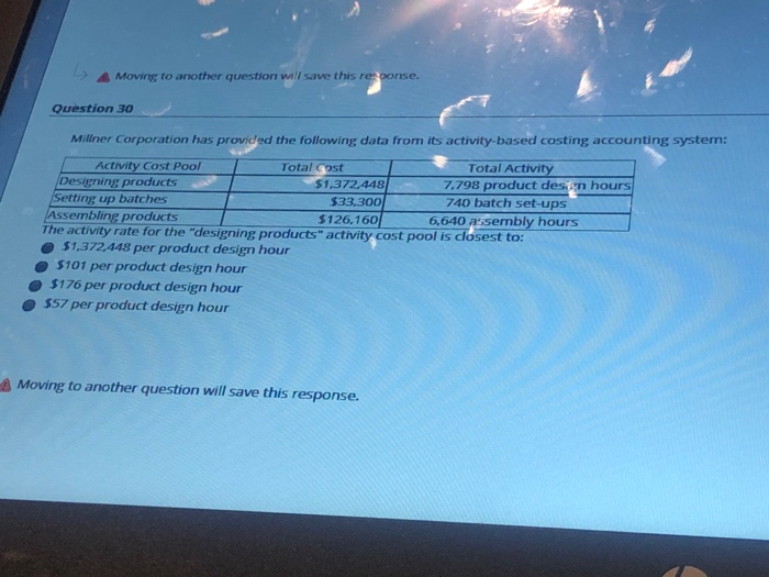  Moving to another question will save this response. Question 30 Millner