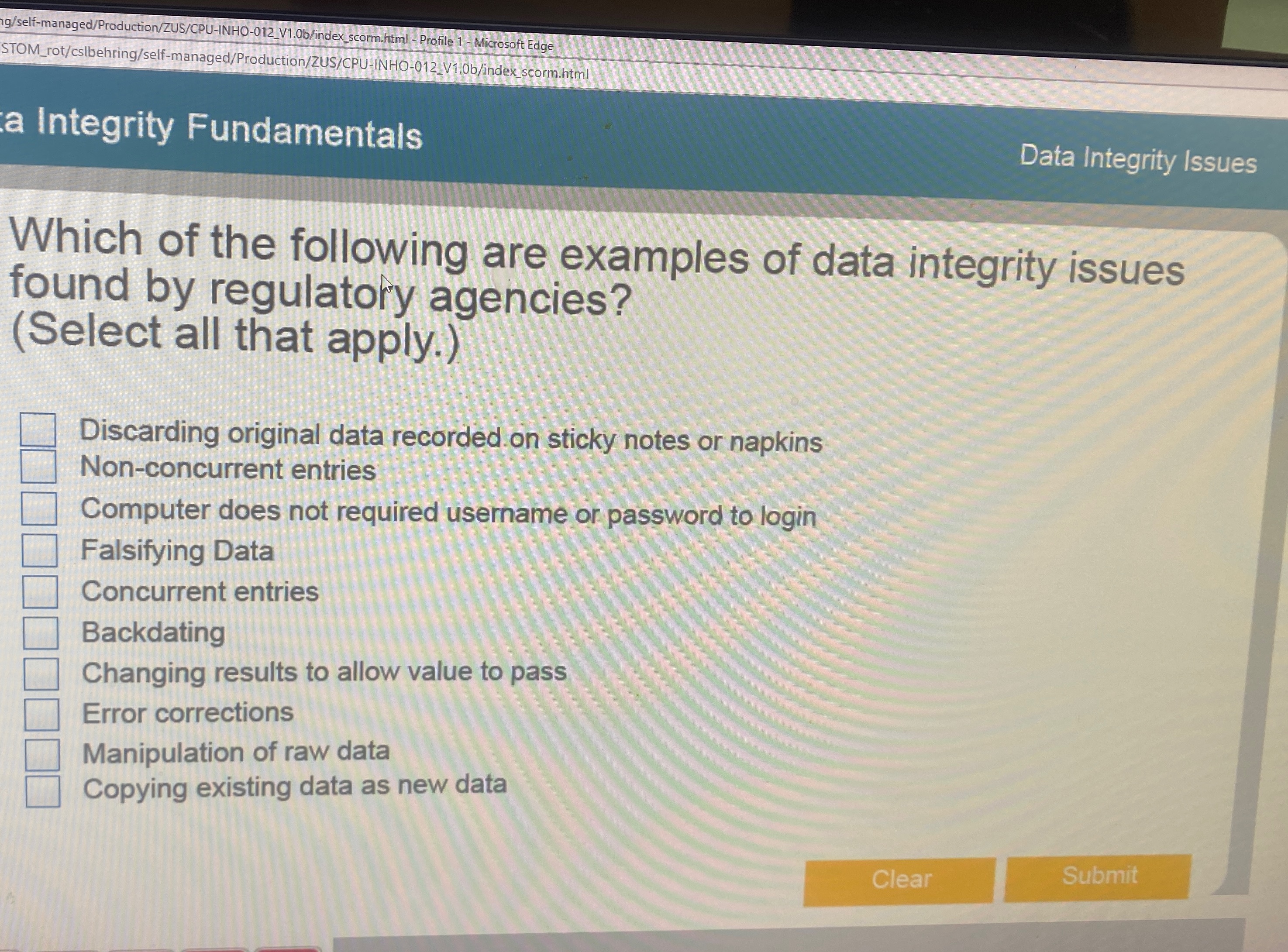  gg/self-managed/Production/ZUS/CPU-INHO-012_V1.0b/index_scorm.html - Profile 1- Microsoft Edge STOM_rot/cslbehring/self-managed/Production/ZUS/CPU-INHO-012_V1.0b/index_scorm.html a Integrity Fundamentals Data