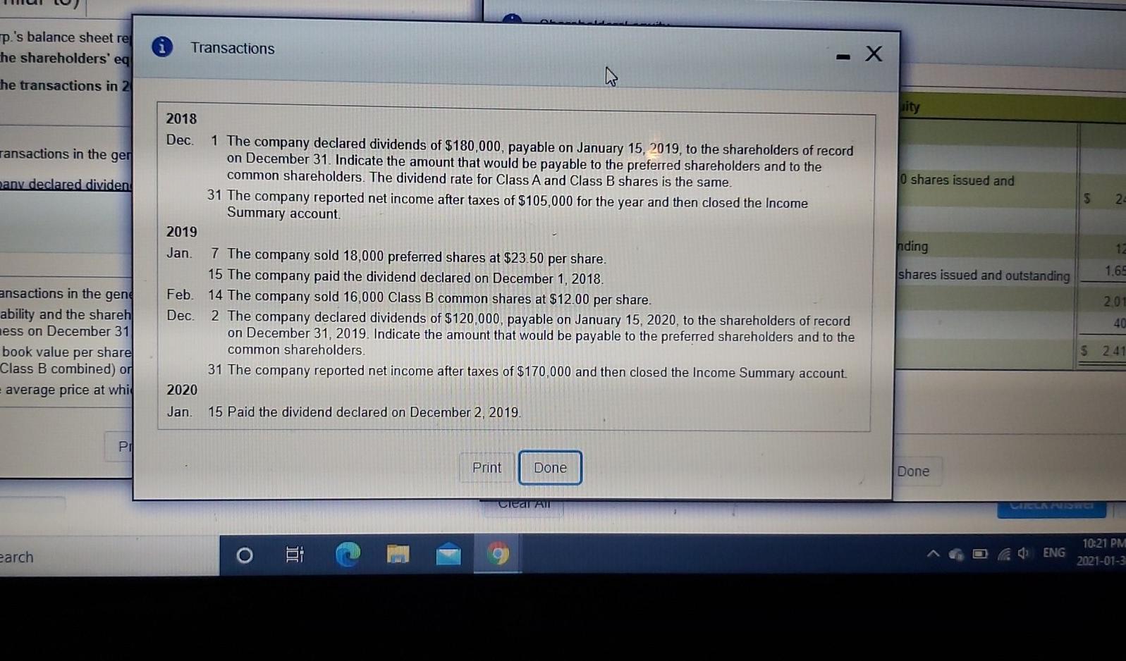 reported the following shareholders' equity: E (Click the icon to view the