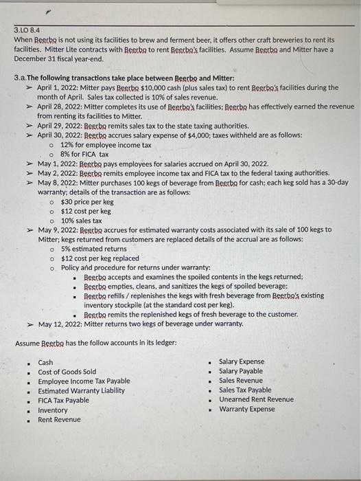  3.LO 8.4 When Beerbo is not using its facilities to brew