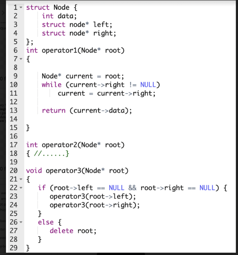 Above is the partial implementation for the Binary Search Tree (BST)