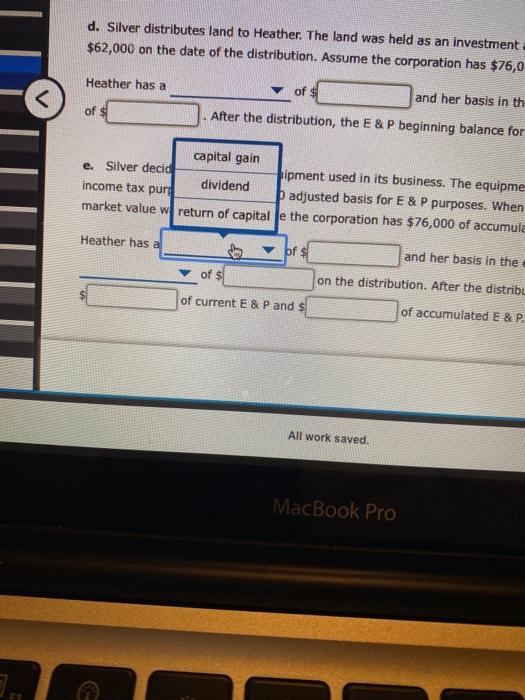 in Silver Corporation. Heather purchased her stock in Silver nine years ago,