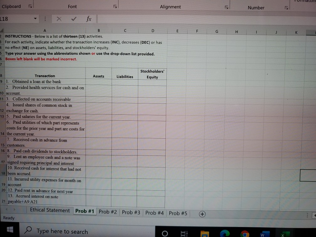  Clipboard GO FS Font Alignment Number -18 X fx INSTRUCTIONS -