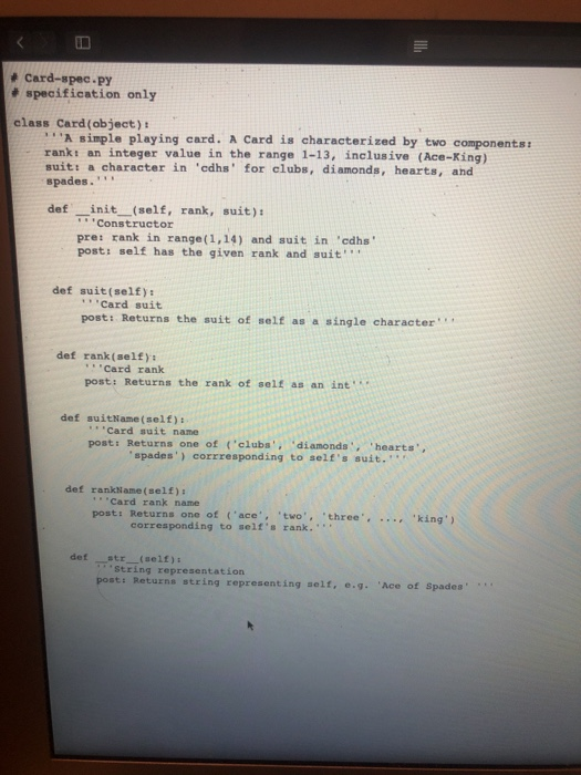 RANK NAMES = ('Ace', 'Two', 'Three', 'Four', 'Five', 'Six' Seven', 'Eight', 'Nine',