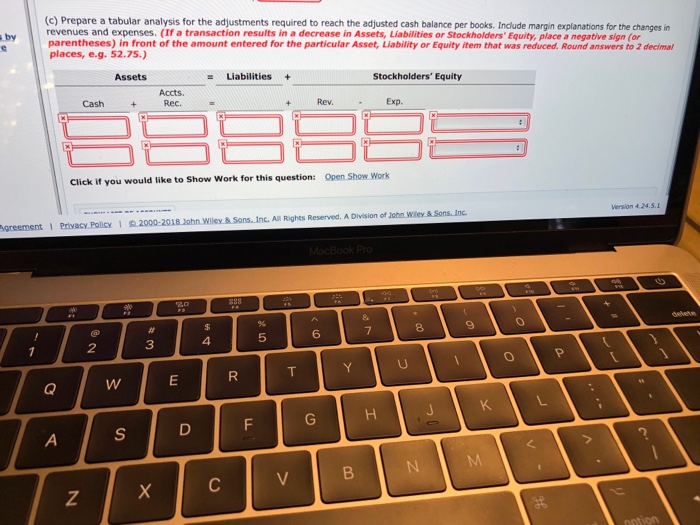  (c) Prepare a tabular analysis for the adjustments required to reach