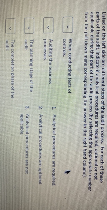 down menu corresponding to the type of test on the right. Answers