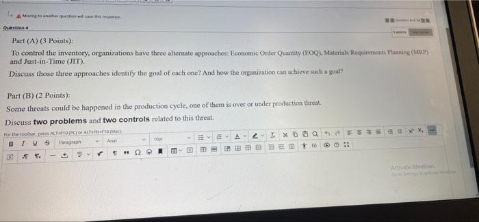 please help Moving to another question will save the respo Part (A)
