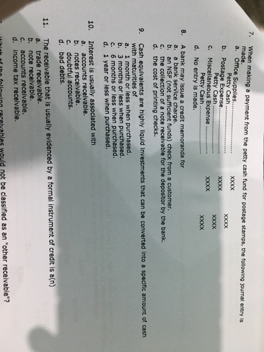  7. When making a payment from the petty cash fund for