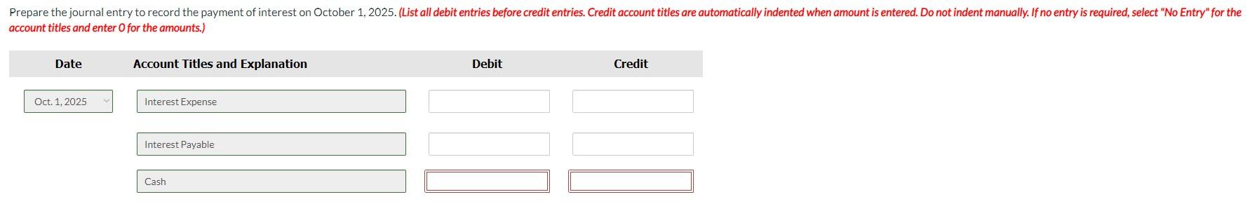 Please answer for the following data (d) (e) (f) On October 1,