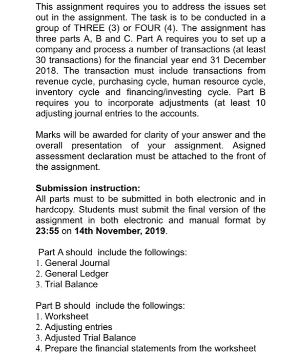  This assignment requires you to address the issues set out in