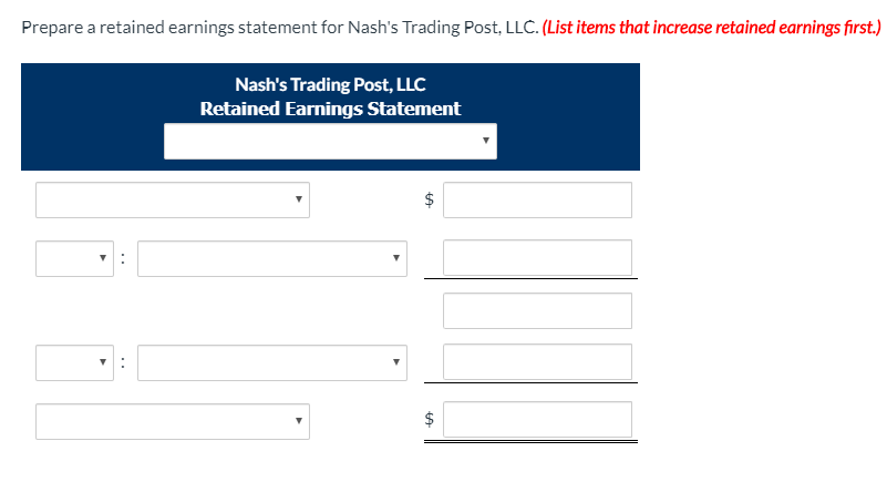 January 1, 2017. The following information is available for Nash's Trading Post,