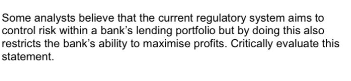  Some analysts believe that the current regulatory system aims to control