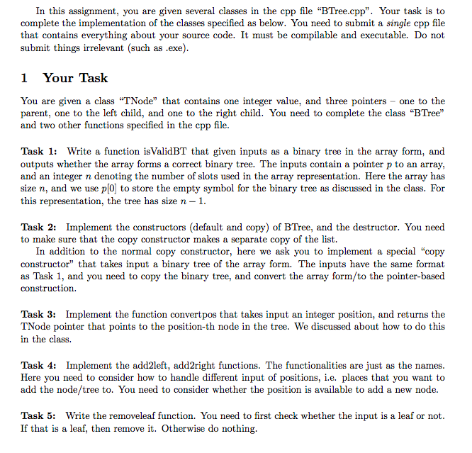  IN C++ CODING ----- BTREE SKELETON IS PROVIDED. BTREE SKELETON---- In