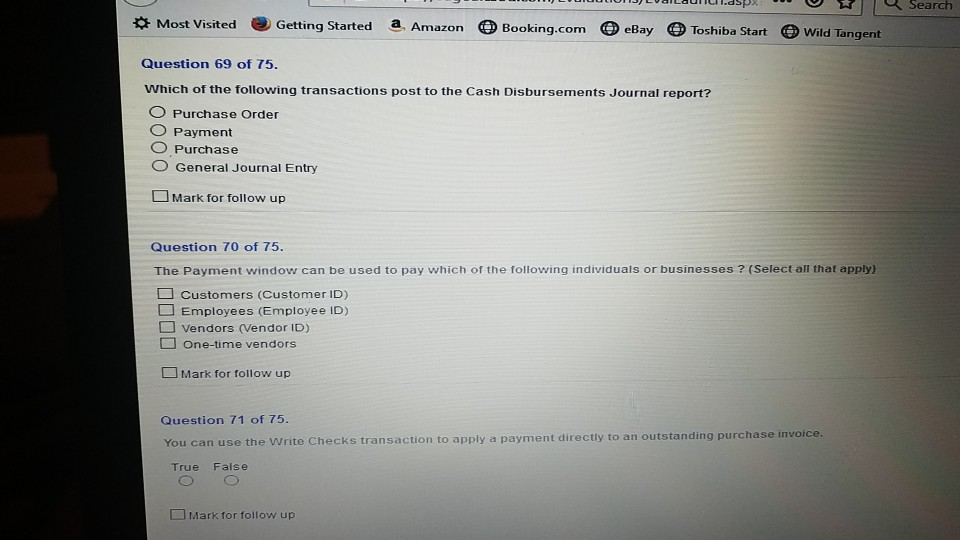  answer all questions Search Most Visited Getting Started a Amazon Booking.com