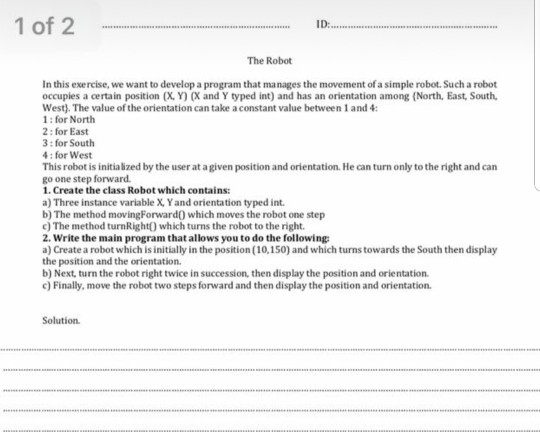 we need it java 1 of 2 ID: The Robot In this