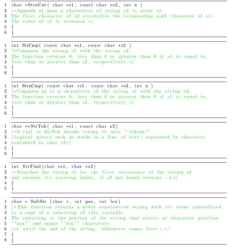 NOT BE USED . Q1: String Manipulation Write the implementation of the