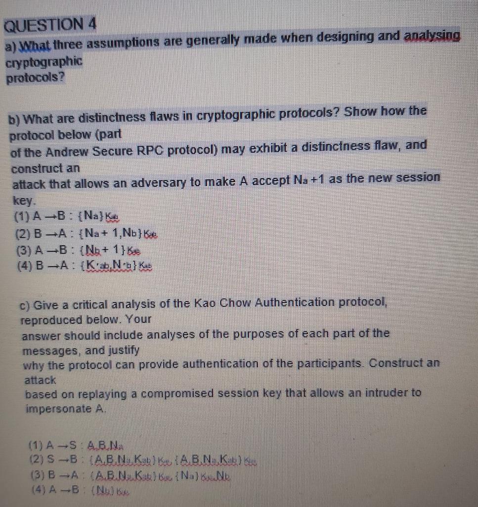 QUESTION 4 a) What three assumptions are generally made when designing