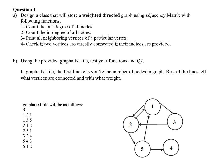 Question 1 a) Design a class that will store a weighted