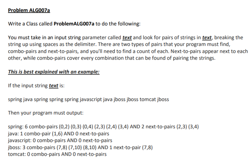 I need help with the following problem in Java please. These are
