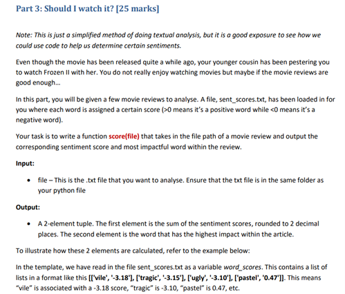  Part 3: Should I watch it?[25 marks] Note: This is just