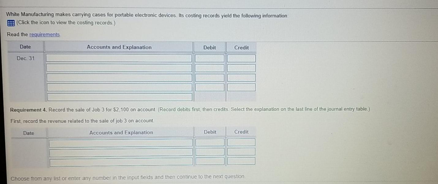 costing system is White using? What piece of data did you base