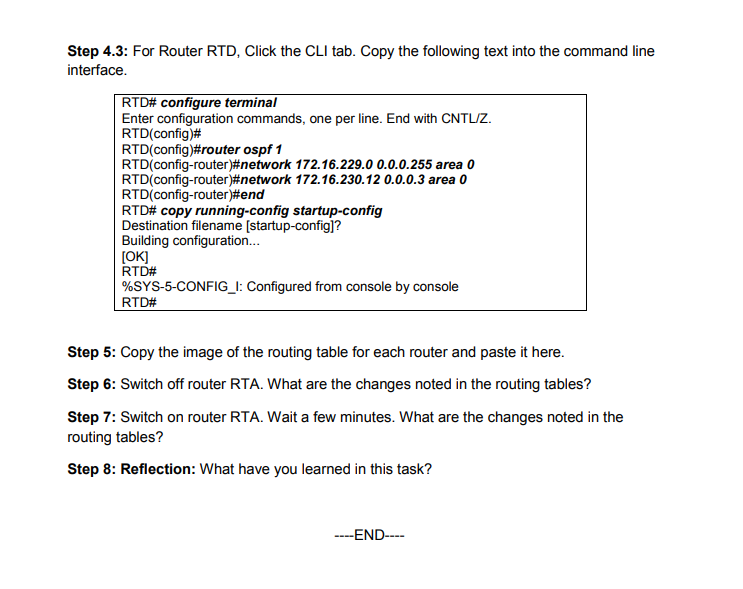 the topology given in Figure 1, and complete Table 2 below. Table