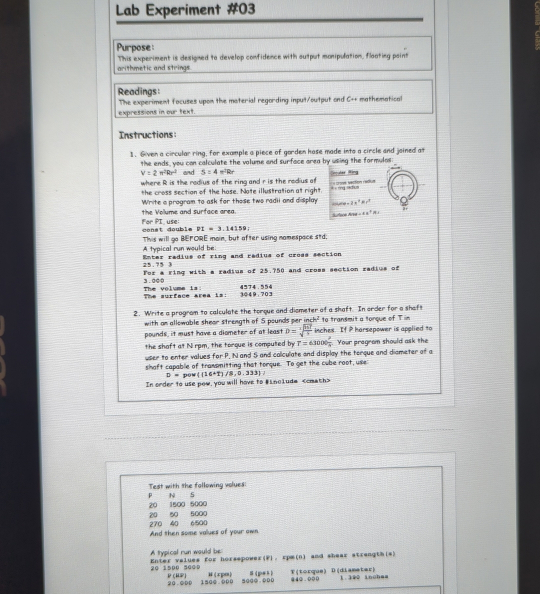  Lab Experiment #03 Purpose: This experiment is designed to develop confidence