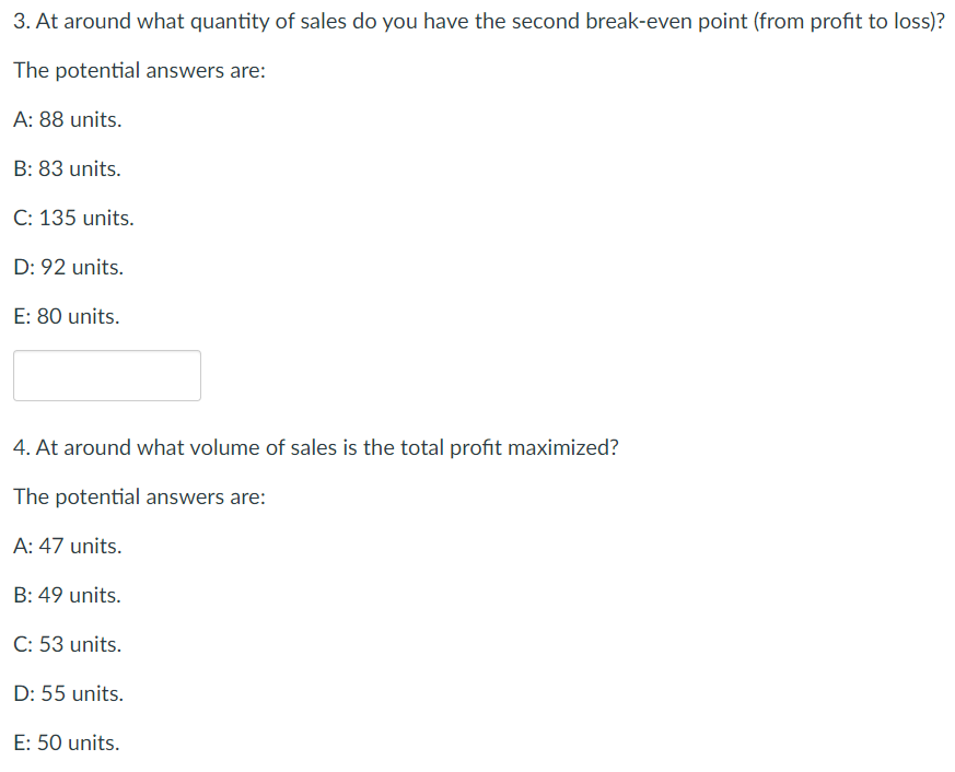 total fixed costs are equal to 13400 dollars. The variable cost per