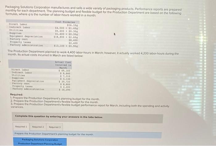 P LEASE HELP I NEED THESE RIGHT 100% Packaging Solutions Corporation manufactures
