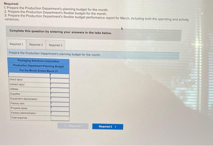 and sells a wide variety of packaging products. Performance reports are prepared