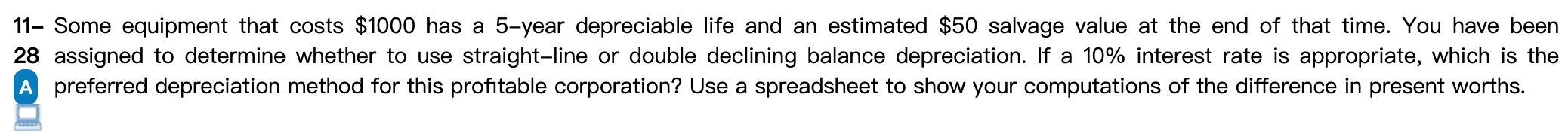 Please use Excel and show the formula to solve the problem 11-