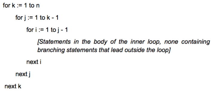 Assume n is a positive integer. For the following algorithm segment, how