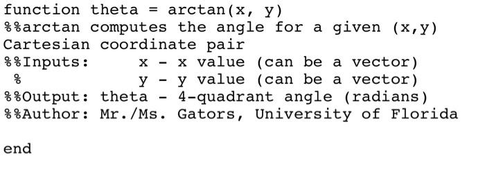 compute the arctangent of a given (x,y) coordinate pair. You may use