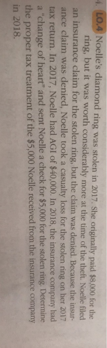  Please answer question i o.4 Noelle's diamond ring was stolen in