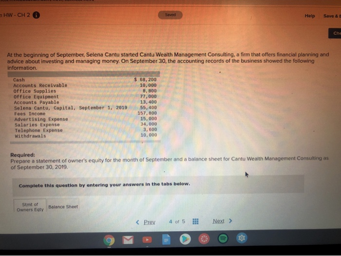  HW-CH 2 O Help Save & Che At the beginning of