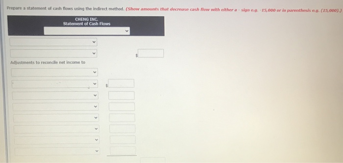 looks like. Thank you Question 2 Condensed financial data of Cheng Inc.