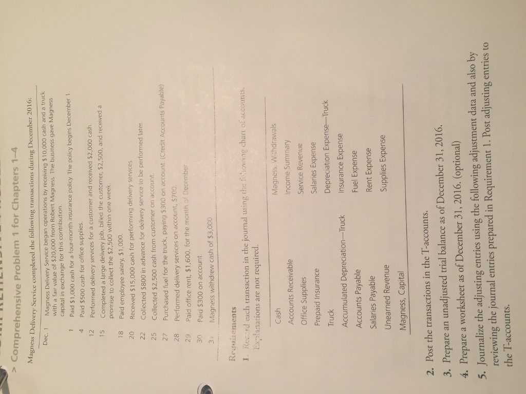 can you please answer number 4 under requirments thanks Comprehensive Problem 1