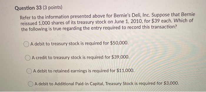 will be presented on Bernie's March 31, 2010, balance sheet? $1,340,000 $1,372,000