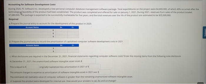  Accounting for Software Development Costs During 2020, PC Software Inc. developed