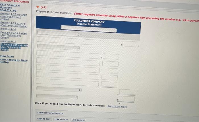 Level Subasion CVideo) Exercise 4-09 1.22-6 (Part Level Submission Exercise 4-10 a