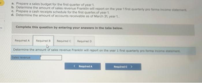 pointers over the internet. Franklin expects sales in January year 1 to