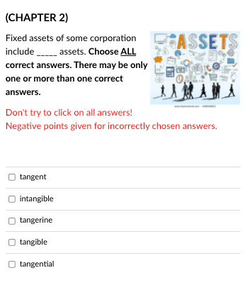  (CHAPTER 2) Fixed assets of some corporation *ASSETS include _____ assets.