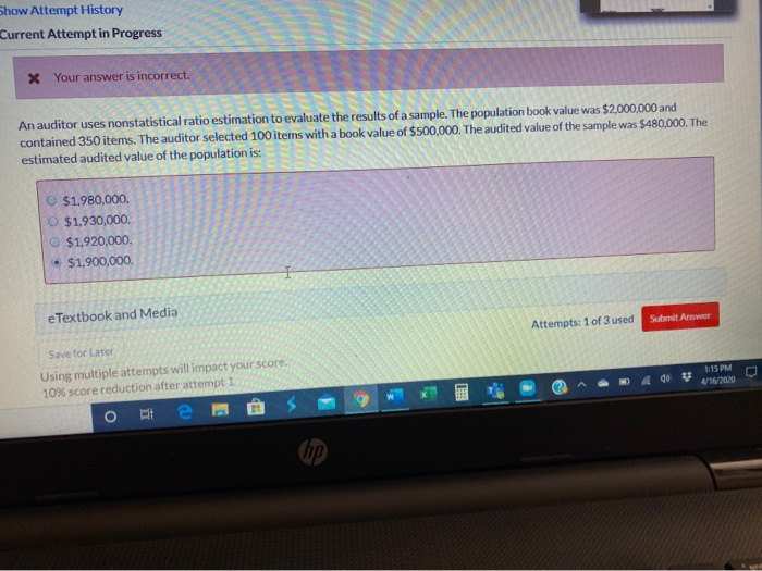  MWAL FSLUTY Current Attempt in Progress * Your answer is incorrect