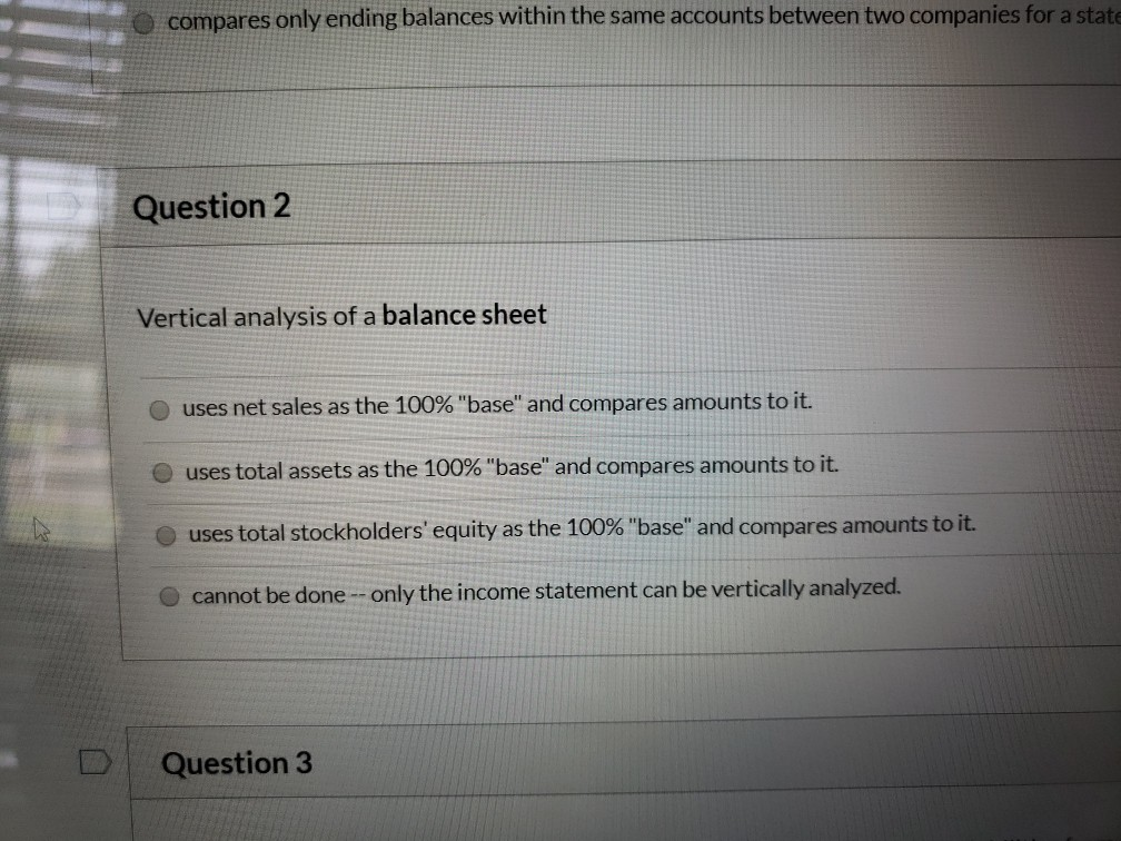 compares only ending balances within the same accounts between two companies
