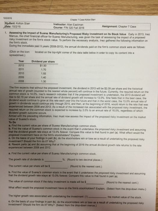  10722018 Chapter 7 Case-Katon Star Student: Kolton Starr Instructor: Alan Eastman