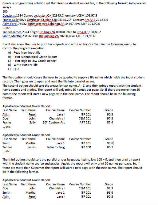 Write a Program: parallel Array Part of our study guide, the short